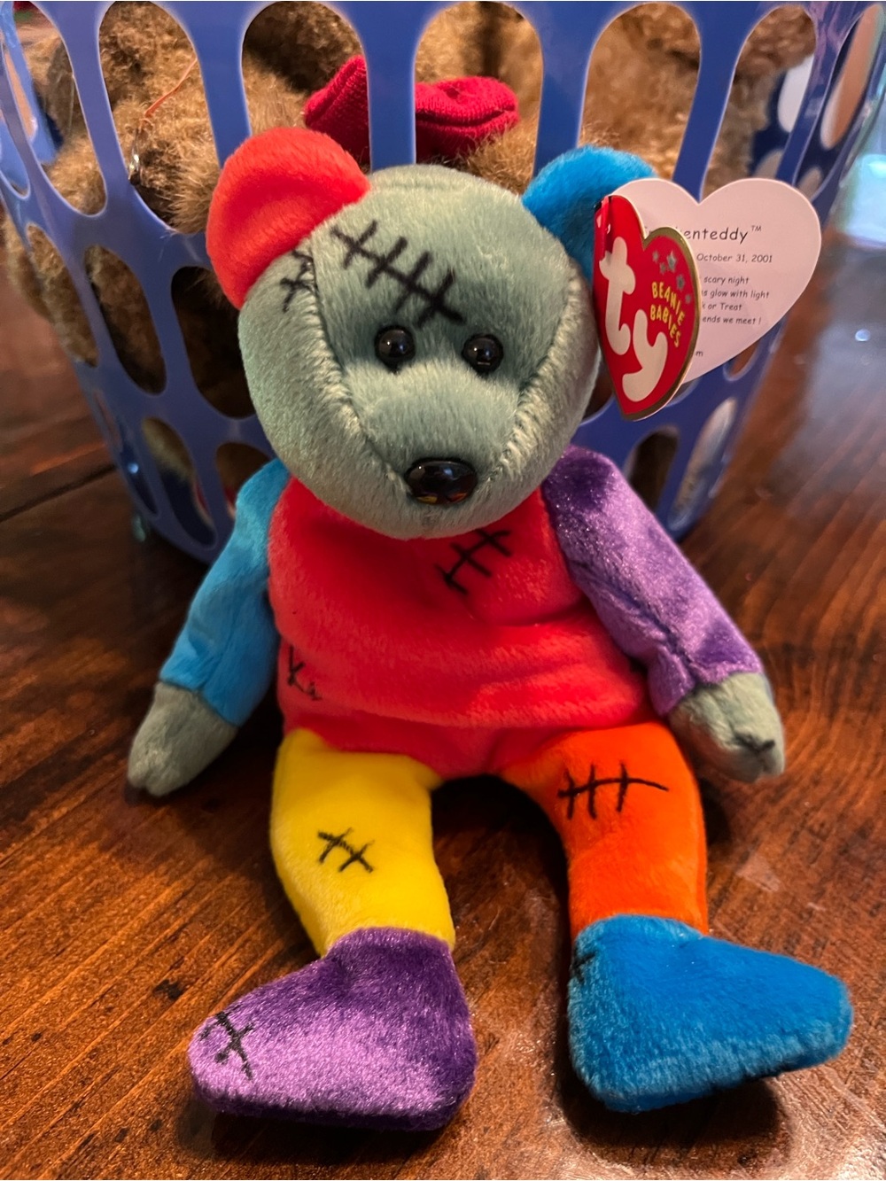 Ty Beanie Baby Frankenteddy Multicolor Plush Bear
